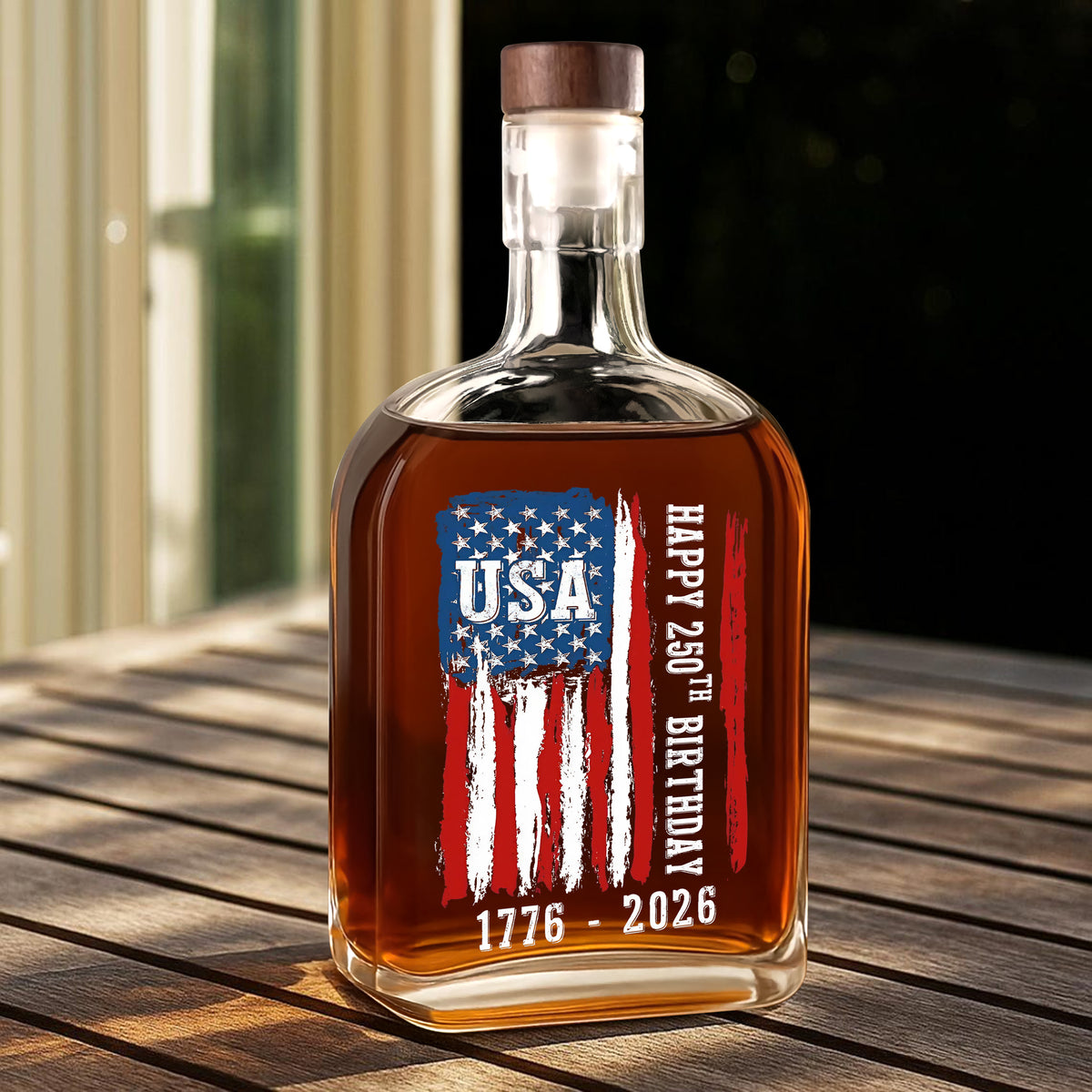Happy 250th Birthday America Flag Whiskey Bottle LM32 895291