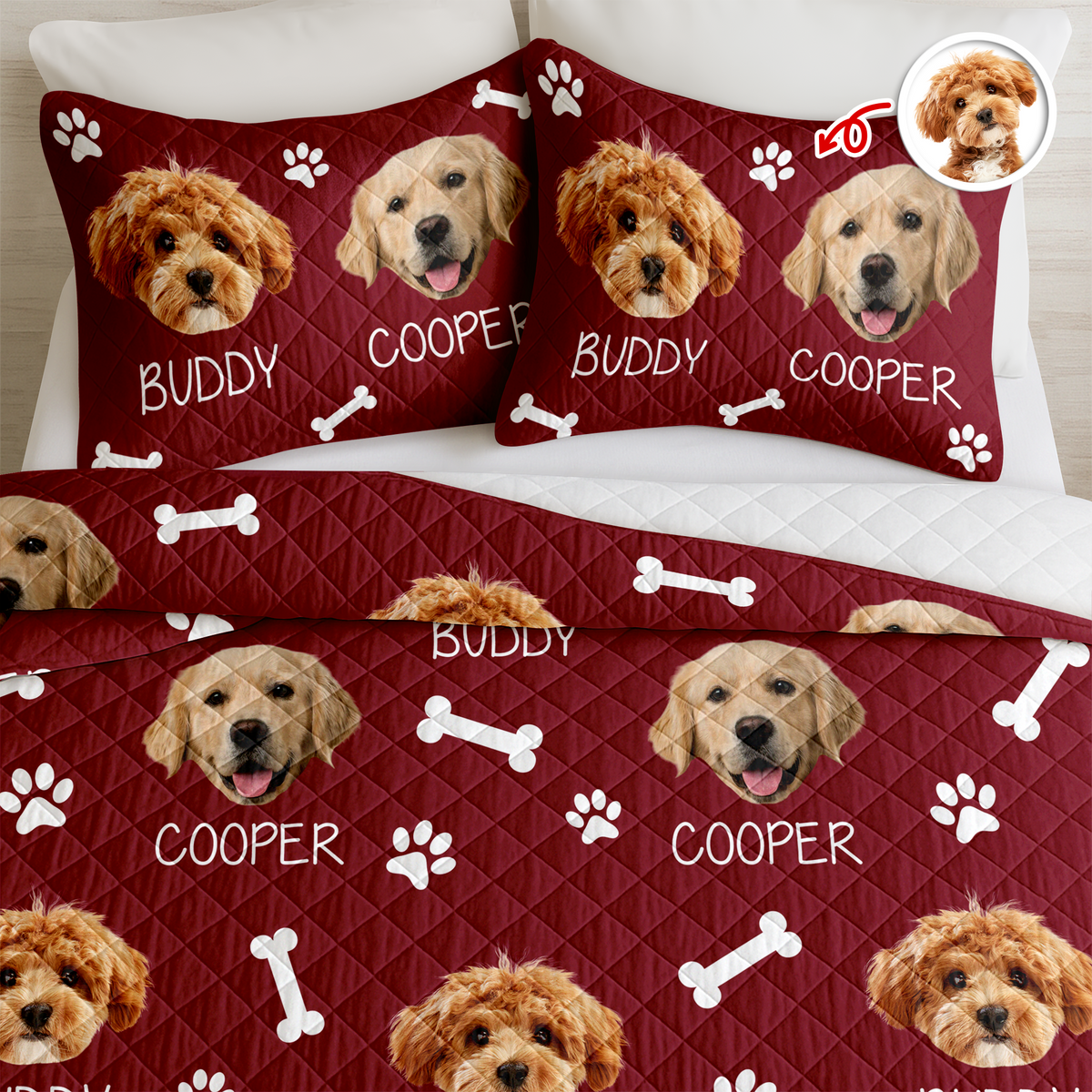Custom Photo And Name With Icon Quilt Bedding Set For Dog Lover TH10 896663