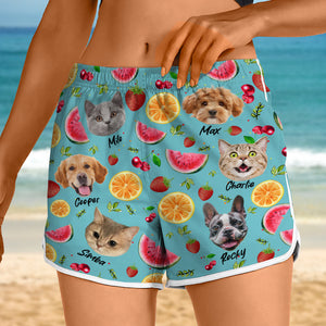 Custom Cute Pet Face Watercolor Tropical Summery Women's Beach Short CH07 896038