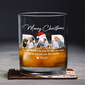 Custom Photo Merry Christmas Dad Family Whiskey Glass Gift For Dad HO82 894340