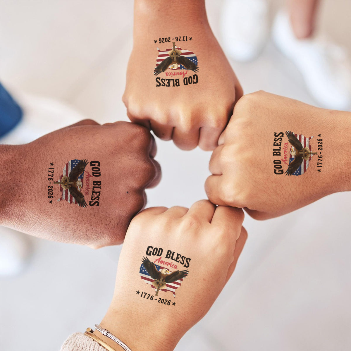 Multi 250 Years of America With Eagles - In God We Trust Party Tattoos Favors LM32 897813