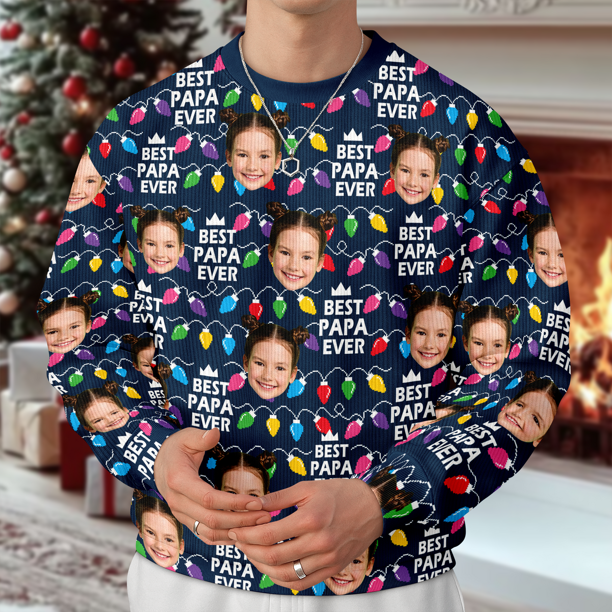 Best Mom Dad Ever Christmas Light - Personalized Ugly Sweater CH07 899394