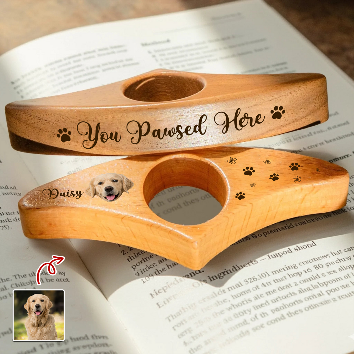 You Pawsed Here Custom Dog Cat Photo Printed Book Page Holder CH07 899560