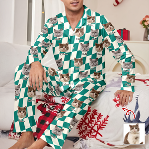 Custom Cat Photo Checker Design For Cat Lover Pajamas TH10 894981