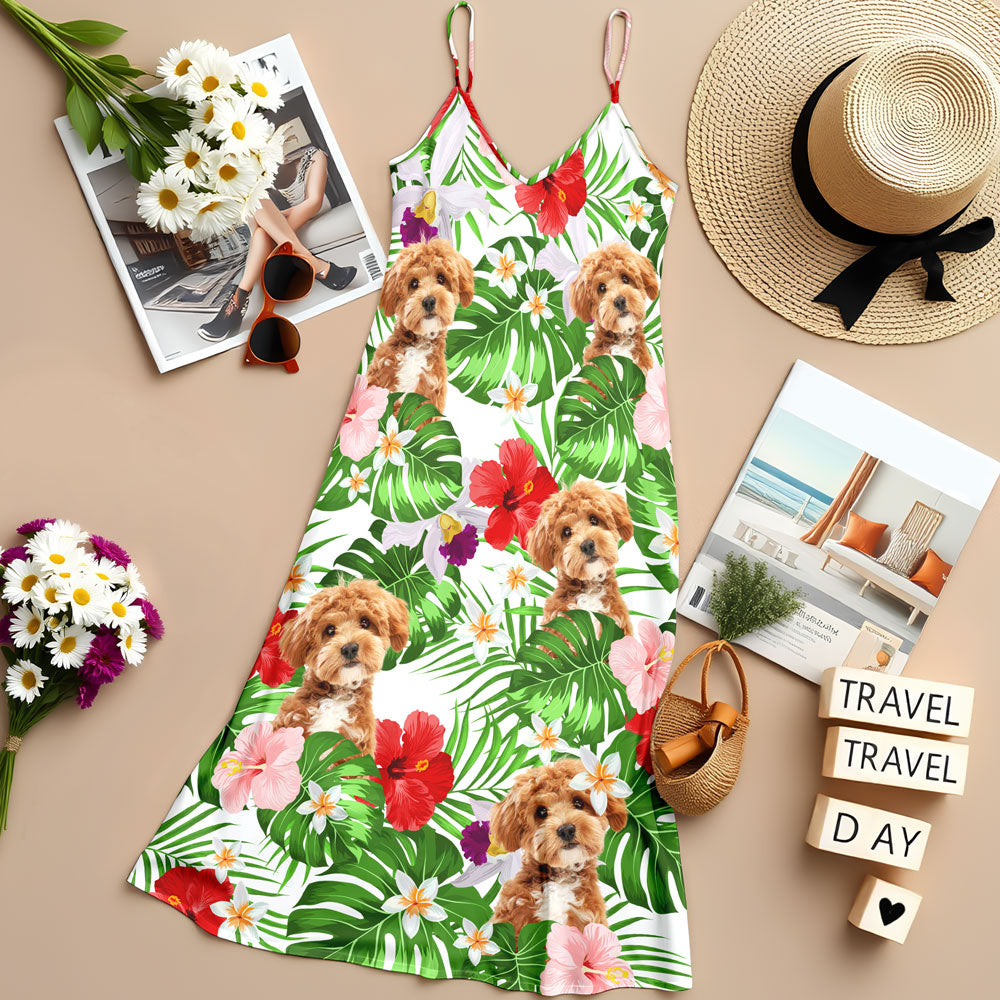 Custom Photo Dog Women's V-Neck Cami Maxi Dress HO82 893616