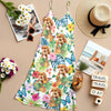 Custom Dog Photo Tropical Women's V-Neck Cami Maxi Dress HO82 893604