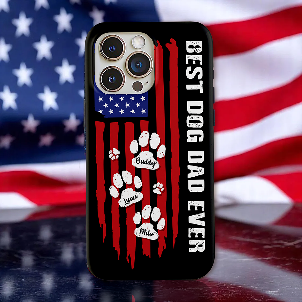 Custom Name Best Dog Dad Ever American Flag Phone Case TH10 169807