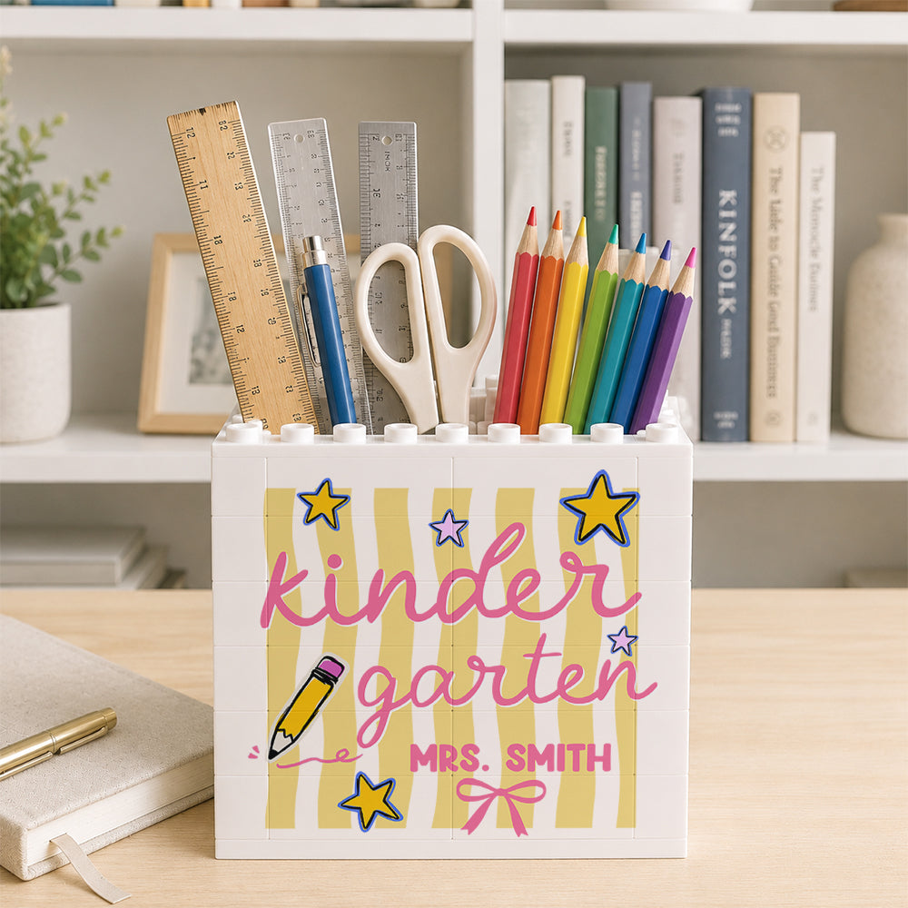 Custom Name Kindergarten Teacher Personalized Brick Pencil Pot HA75 921740