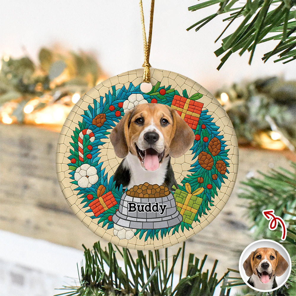 Custom Dog Photo Mosaic Style For Christmas Ceramic Ornament TH10 894805