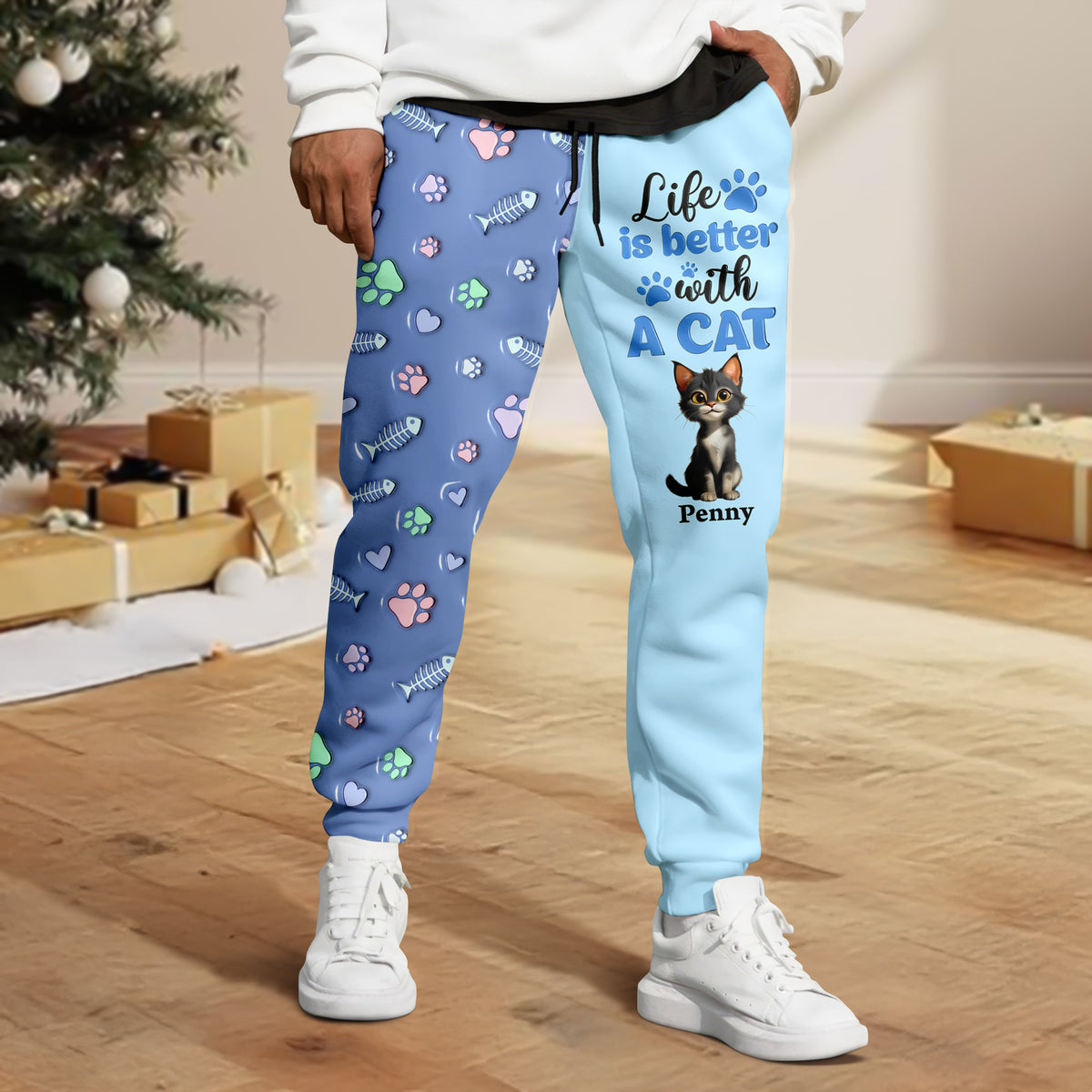 Custom Cat Name Life Is Better With Cats 3D Effect Sweatpants LM32 895931