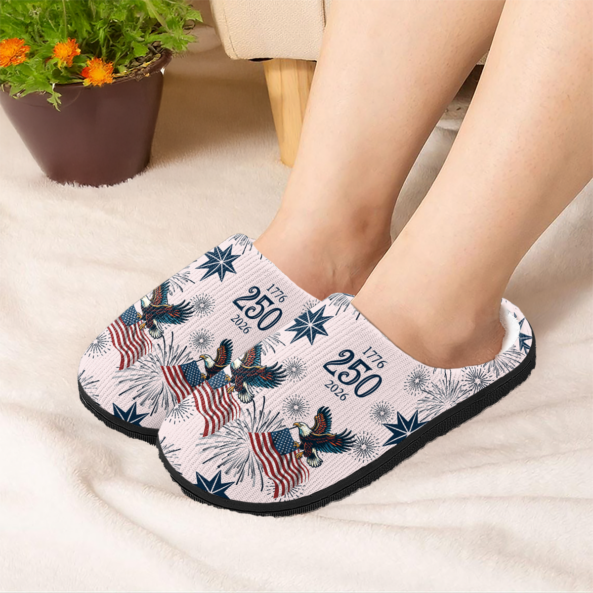 Personalized USA 250 Anniversary Eagle 1776-2026 Slippers HA75 919076
