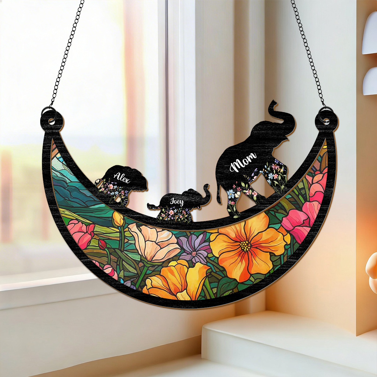 Custom Mama Elephant Family Suncatcher Mother's Day Gift HA75 920674