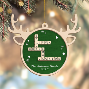 Personalized Family Name Scrabble Christmas 2 Layer Wooden Ornament LM32 895441