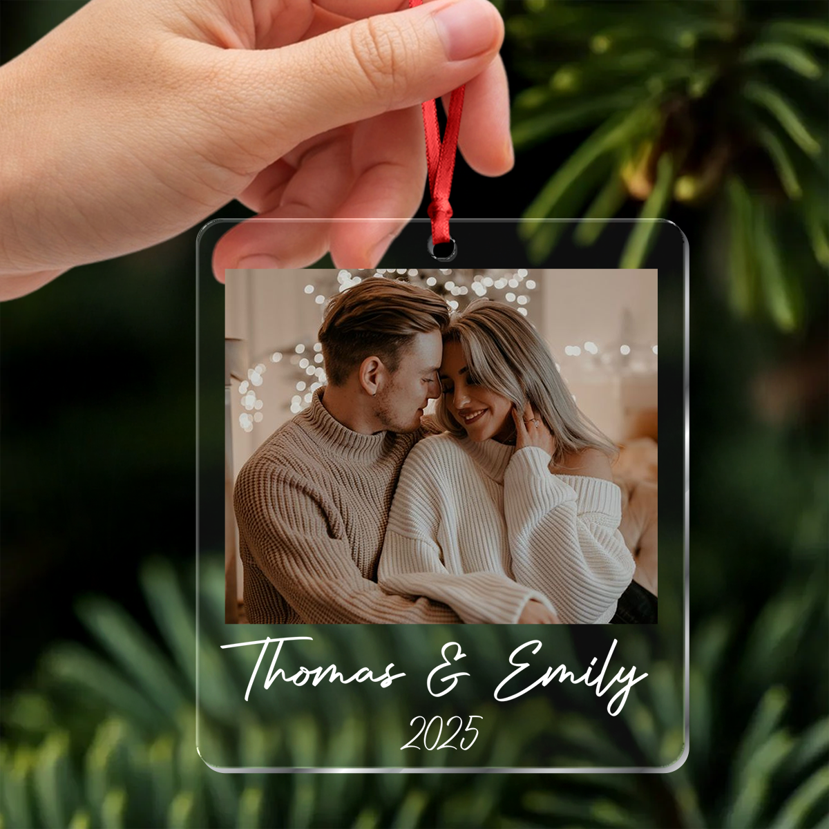 Custom Photo Acrylic Ornament Christmas Gift For Couple LM32 895767