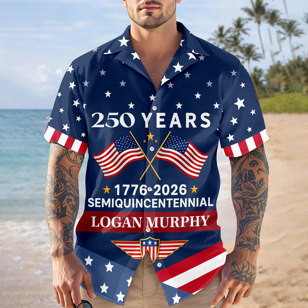 Custom Name USA 250 Years Semiquincentennial 1776-2026 Hawaii Shirt LM32 899543