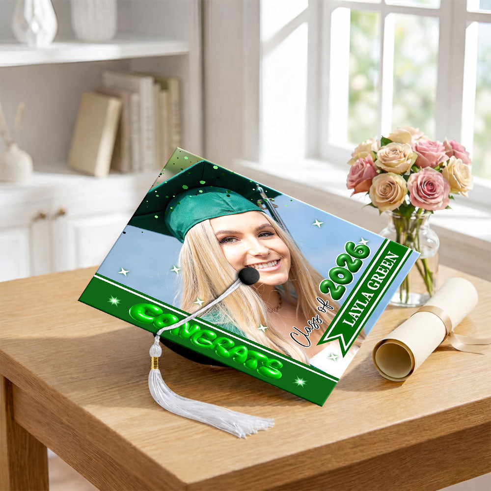 Custom Photo Class of 2026 Graduation Cap Topper, Personalized Congrats Grad Gift LM32 899369