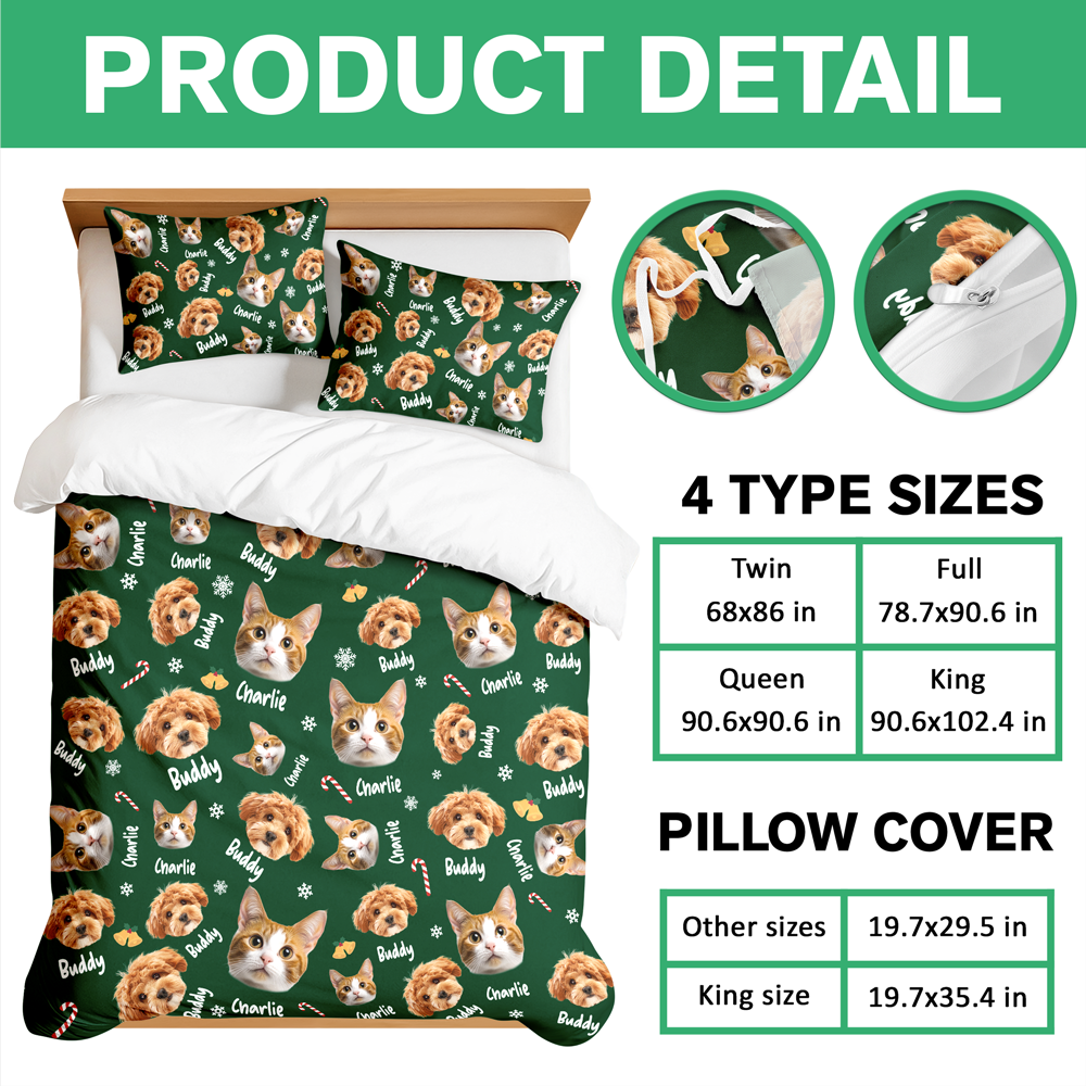 Custom Pets Face And Name - Personalized Photo Bedding Set Gift For Dog Lover Cat Lover CH07 899764