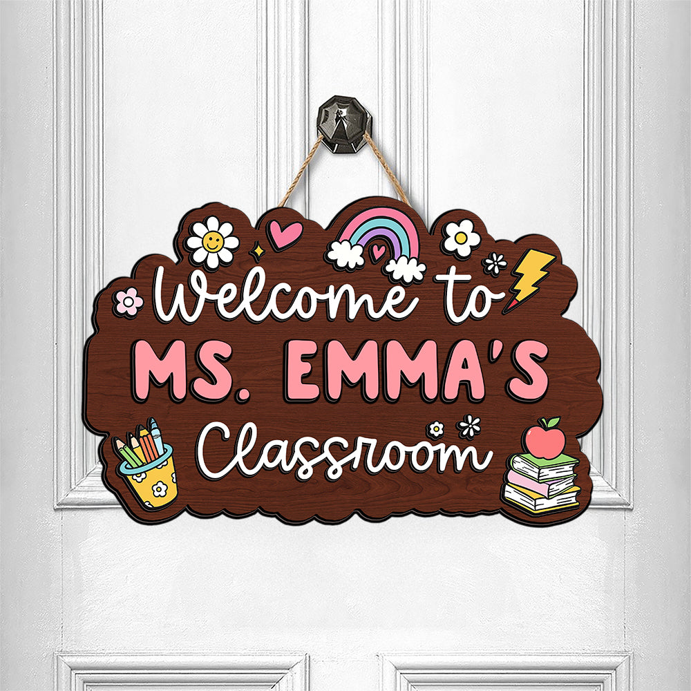 Welcome To Classroom Personalized Door Sign Gift For Teacher HO82 894294