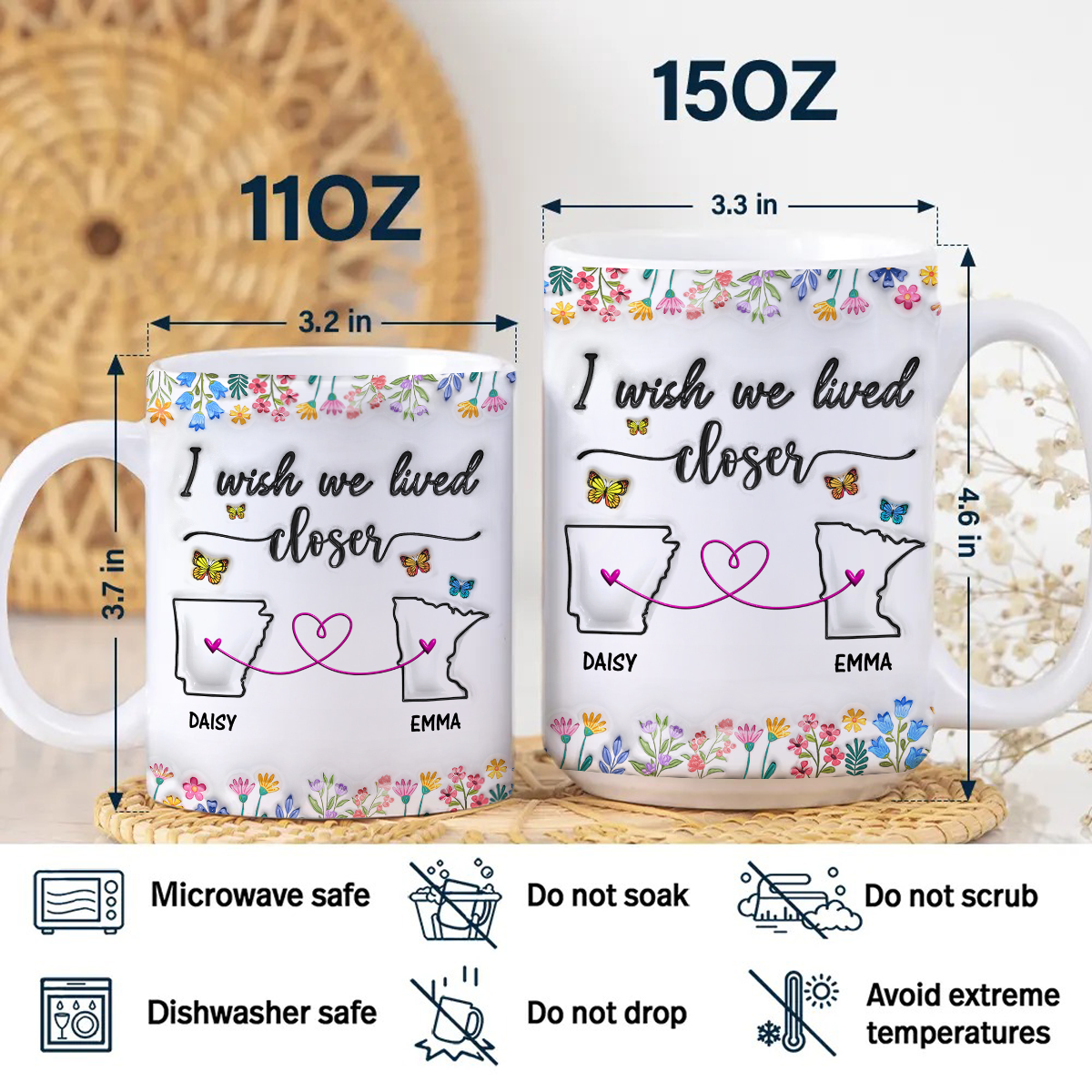 I Wish You Lived Next Door Personalized 3D Inflated Effect Mug For Bestie Sister Long Distance Relationship Gift CH07 896322