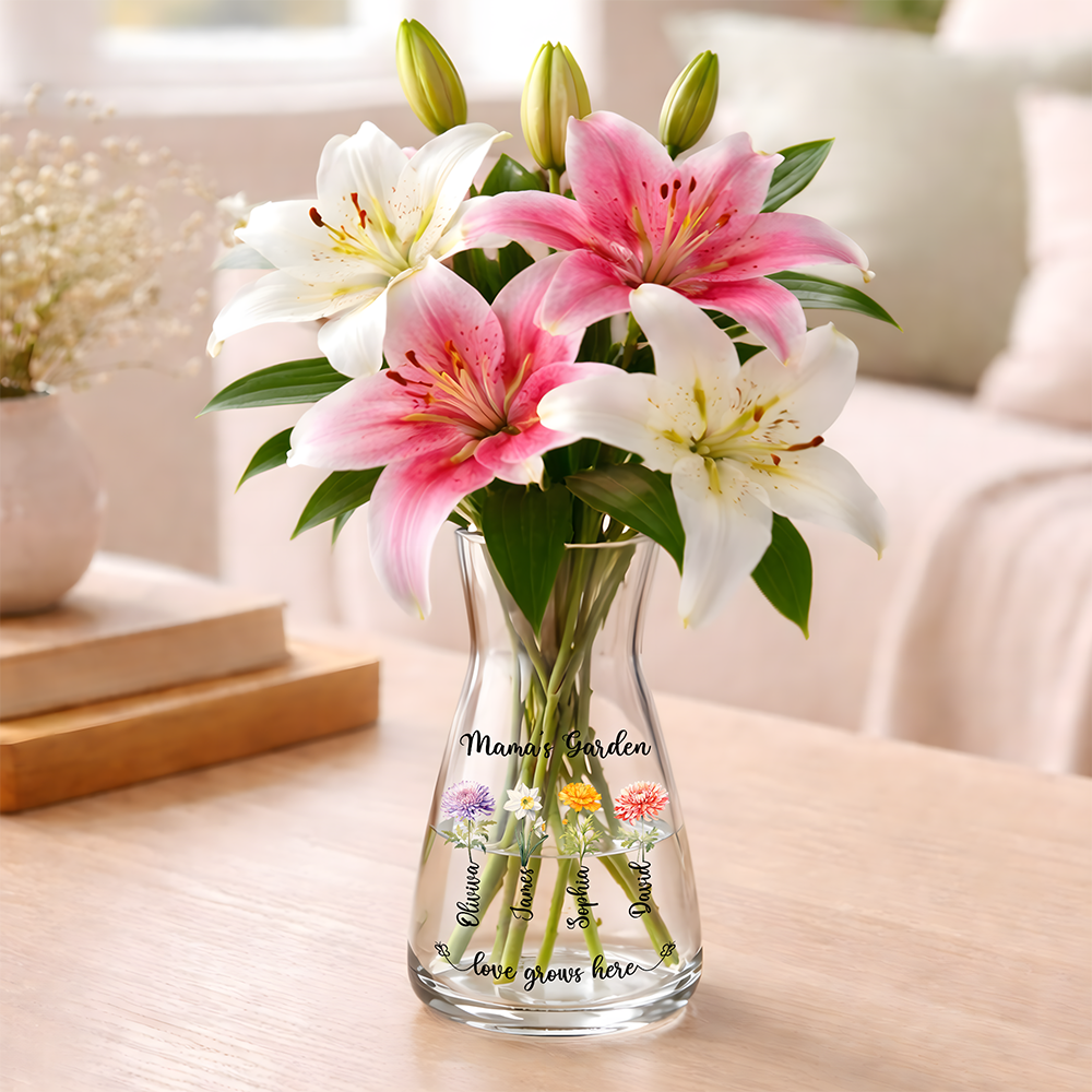 Personalized Mommy's Garden Love Grows Here Glass Vase Gift For Mother's Day CH07 910910