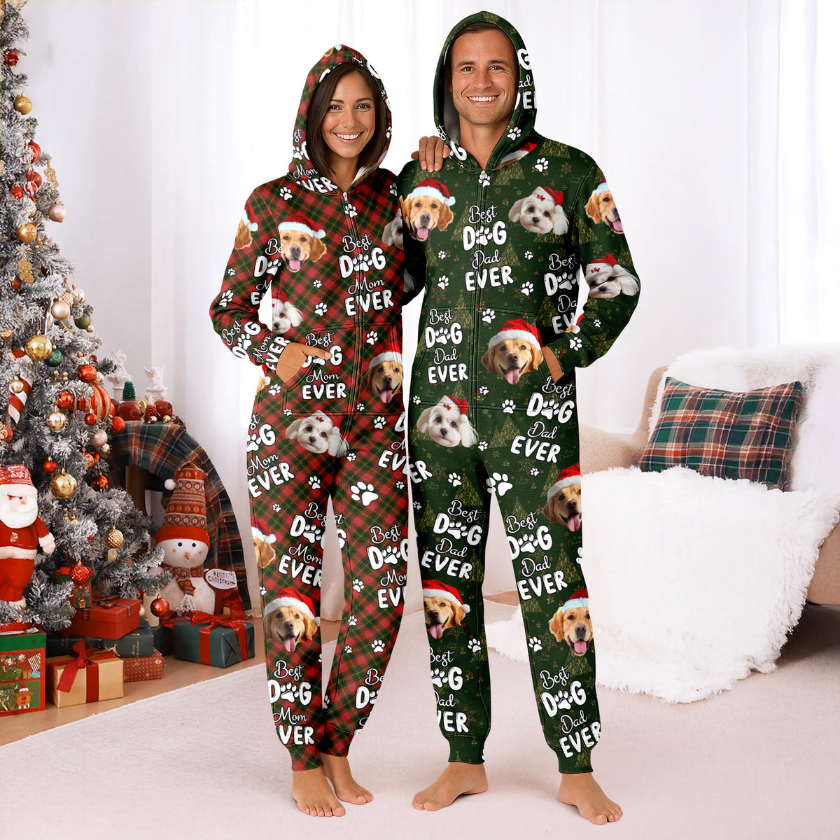 Custom Face Cute Best Dad, Mom Ever Christmas Onesie Pajamas LM32 897285