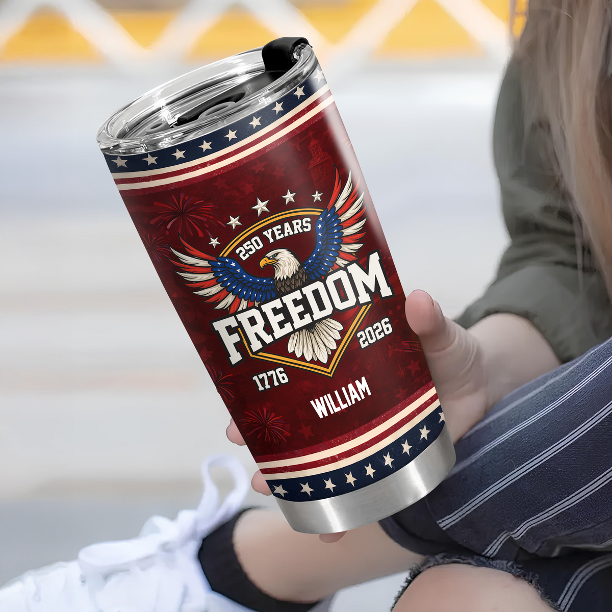 Custom Name 250 Years of Freedom America 1776–2026 Anniversary Fat Tumbler CH07 910552