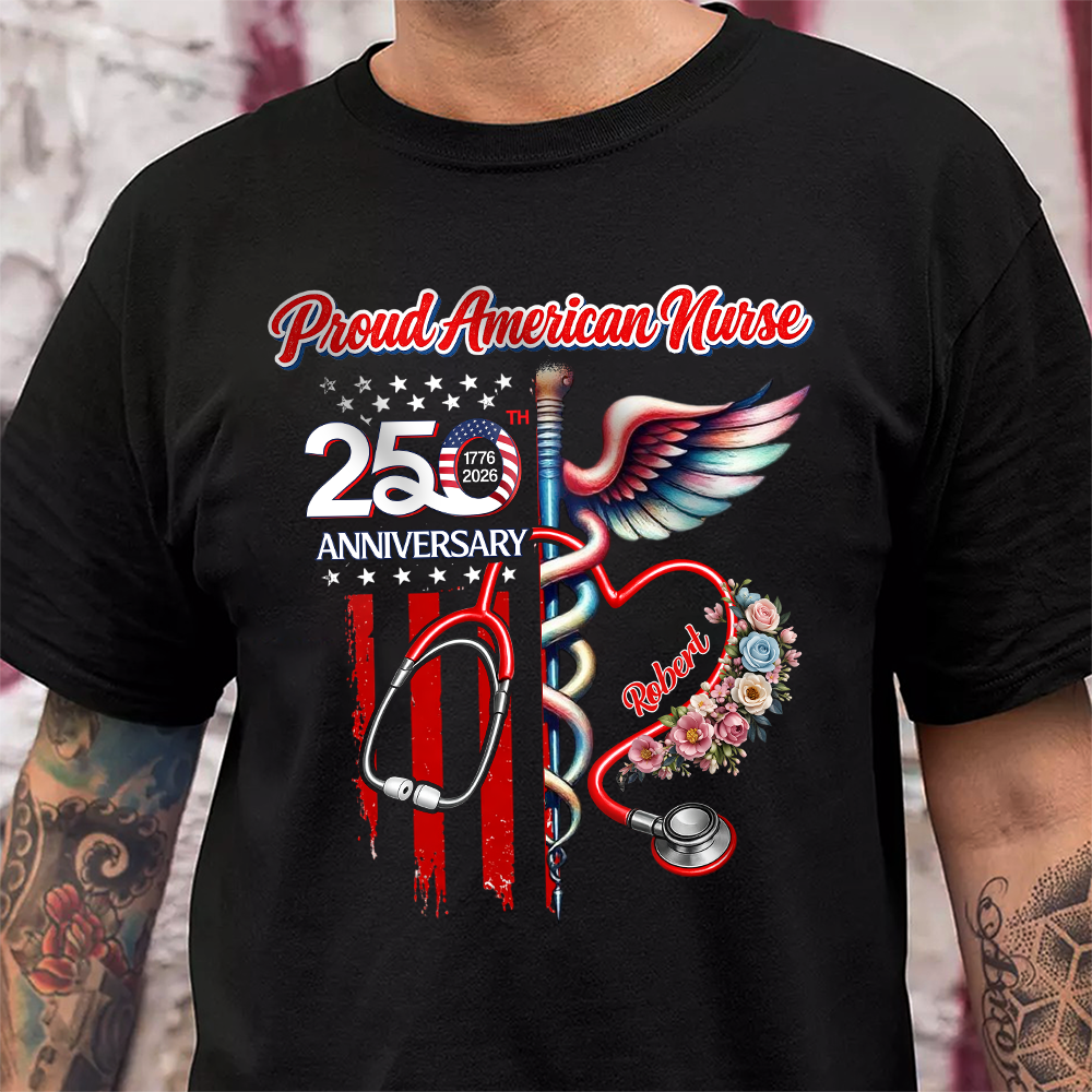 Custom Name Proud American Nurse With US 250 Dark Shirt HO82 901290