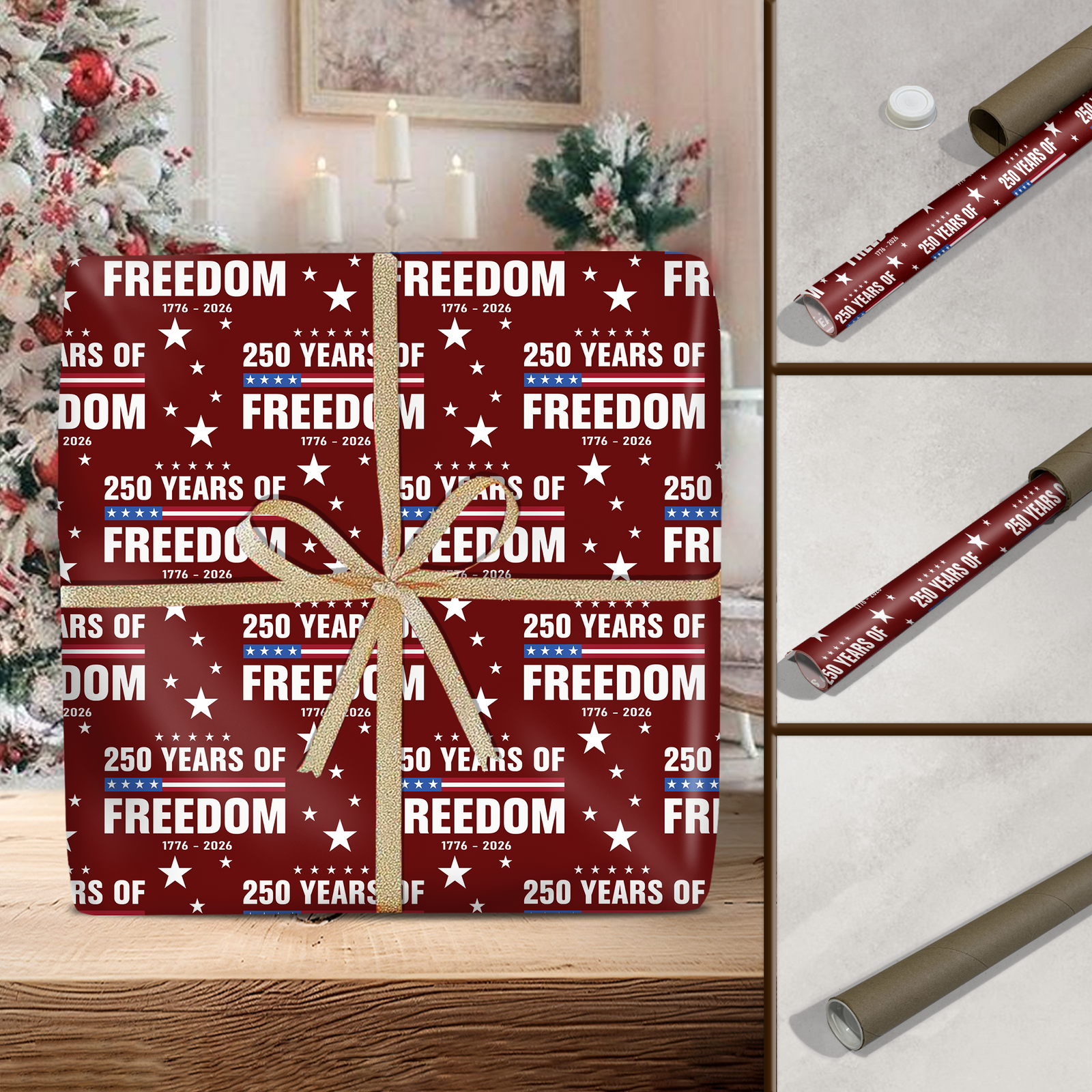 250 Years Of Freedom 1776-2026 4th Of July Wrapping Paper HO82 900676