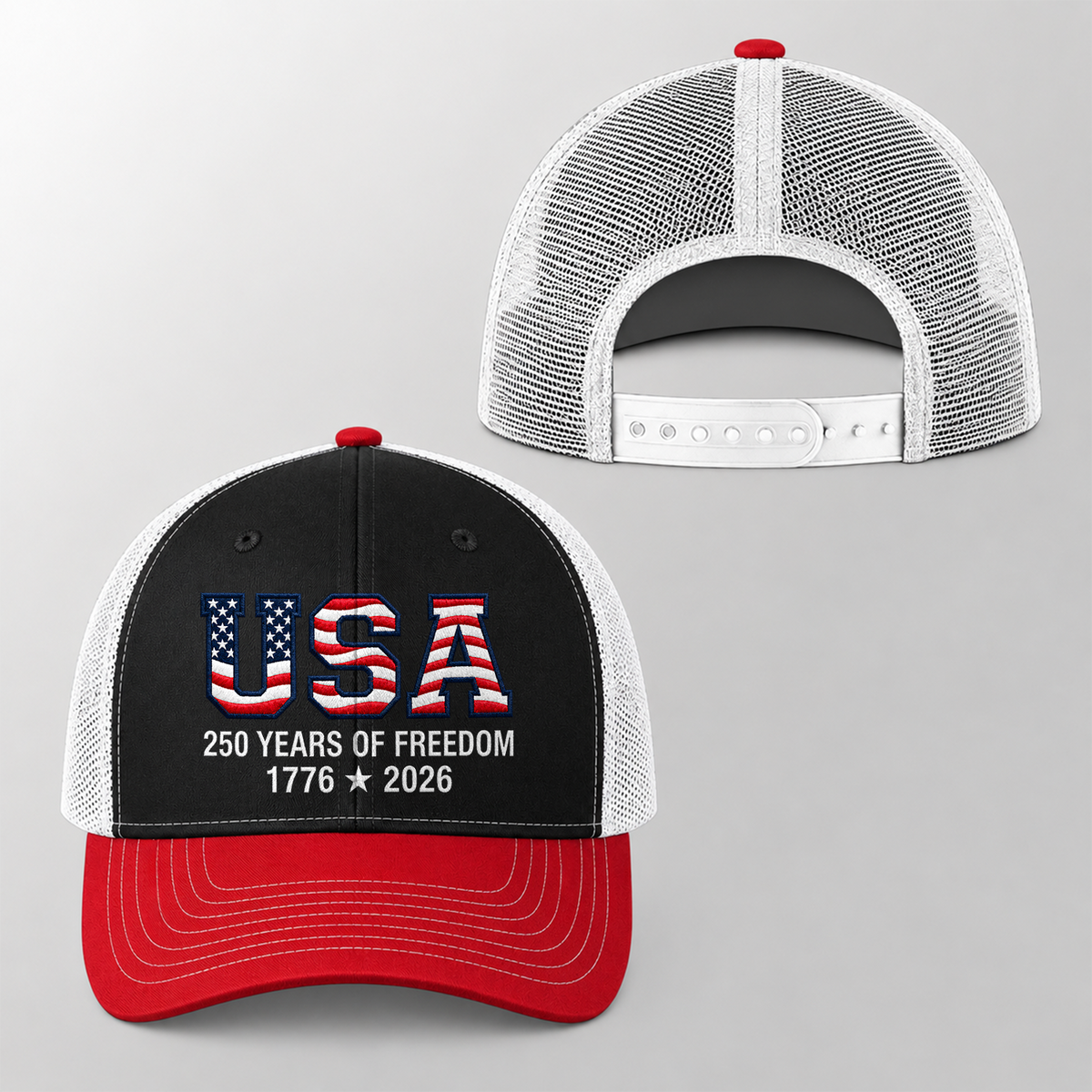 USA 250 Years Of Freedom Embroidered Trucker Hat CH07 911914