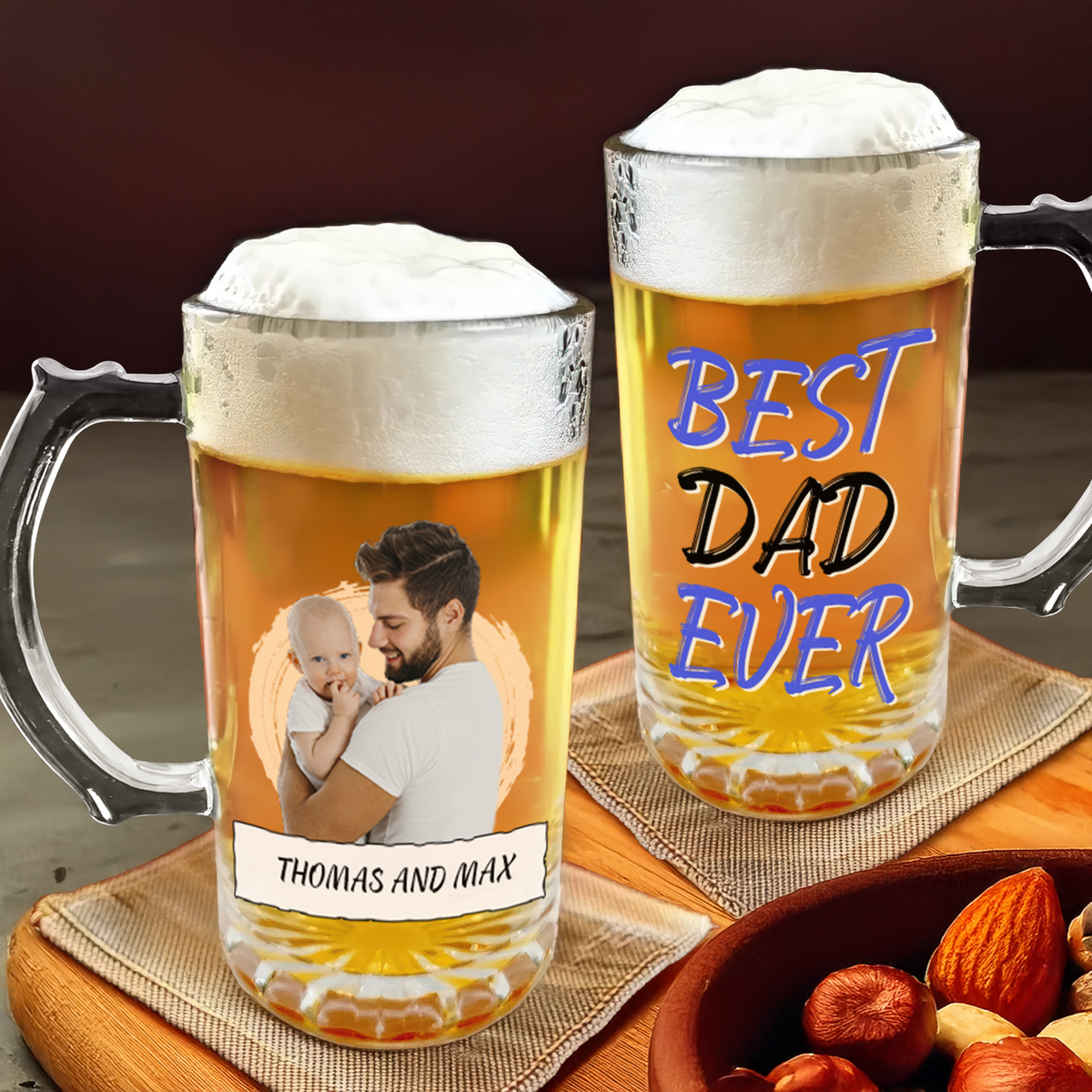 Custom Photo Best Dad Ever For Father's Day Beer Mug  TH10 892563