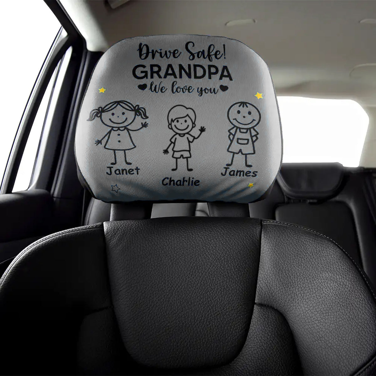 Drive Safe Grandpa Daddy We Love You Custom Kid Car Headrest Covers CH07 910088
