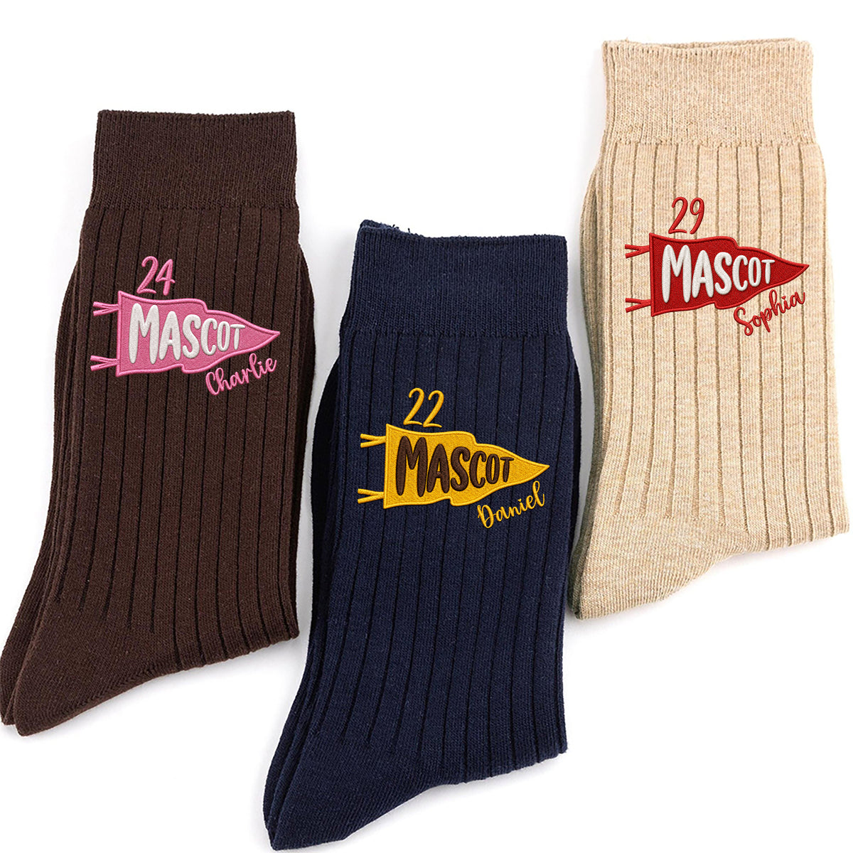 Personalized Mascot Embroidered Socks, Custom Name & Number School Spirit Socks, Team Mascot Gift for Students HO82 903480