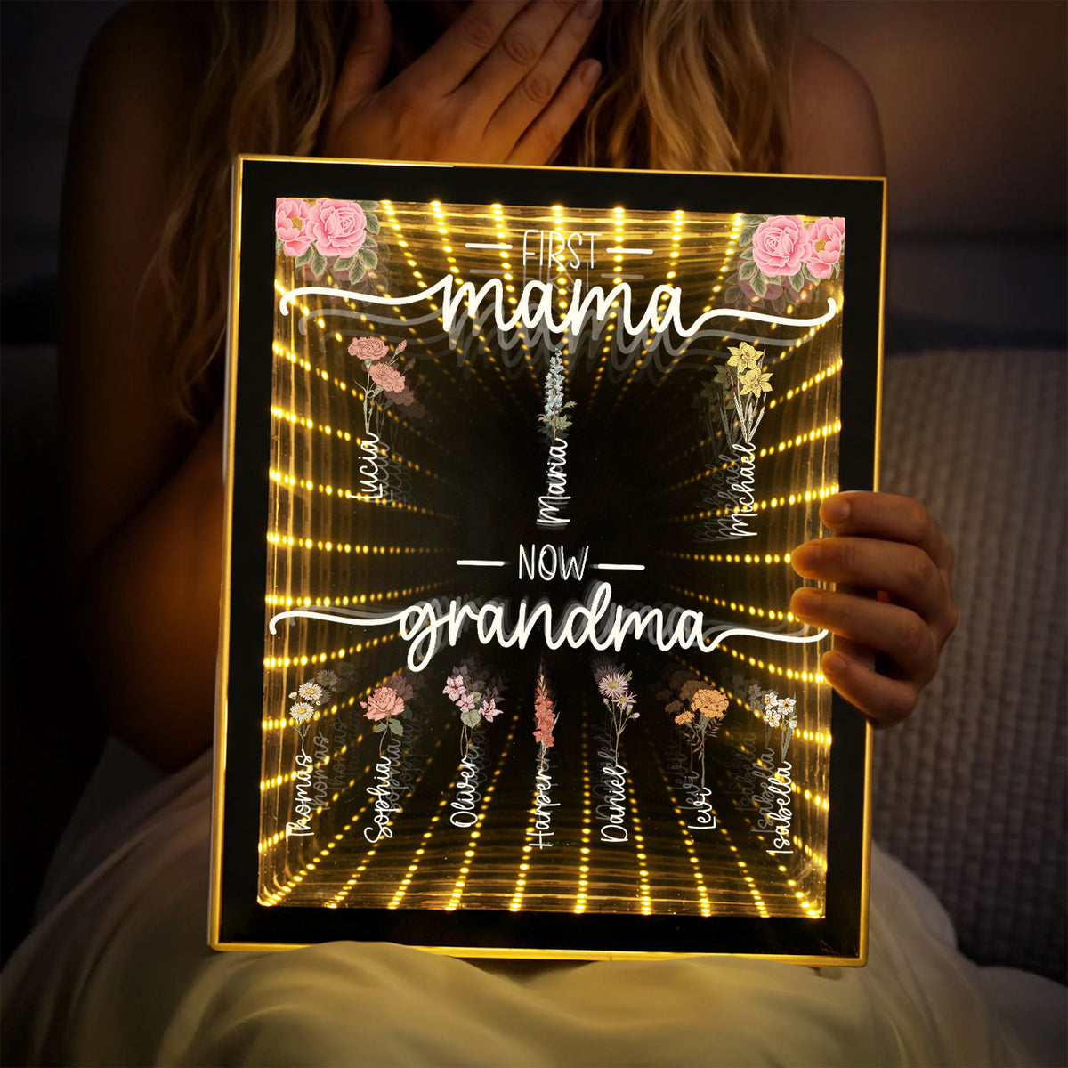 Custom Kids Names First Mom Now Grandma Infinity Mirror Light Box Personalized Mother's Day Gift HO82 901954
