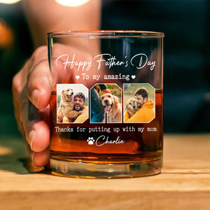 Custom Photo Happy Father's Day To My Amazing Dad Dog Rock Glass HA75 892462