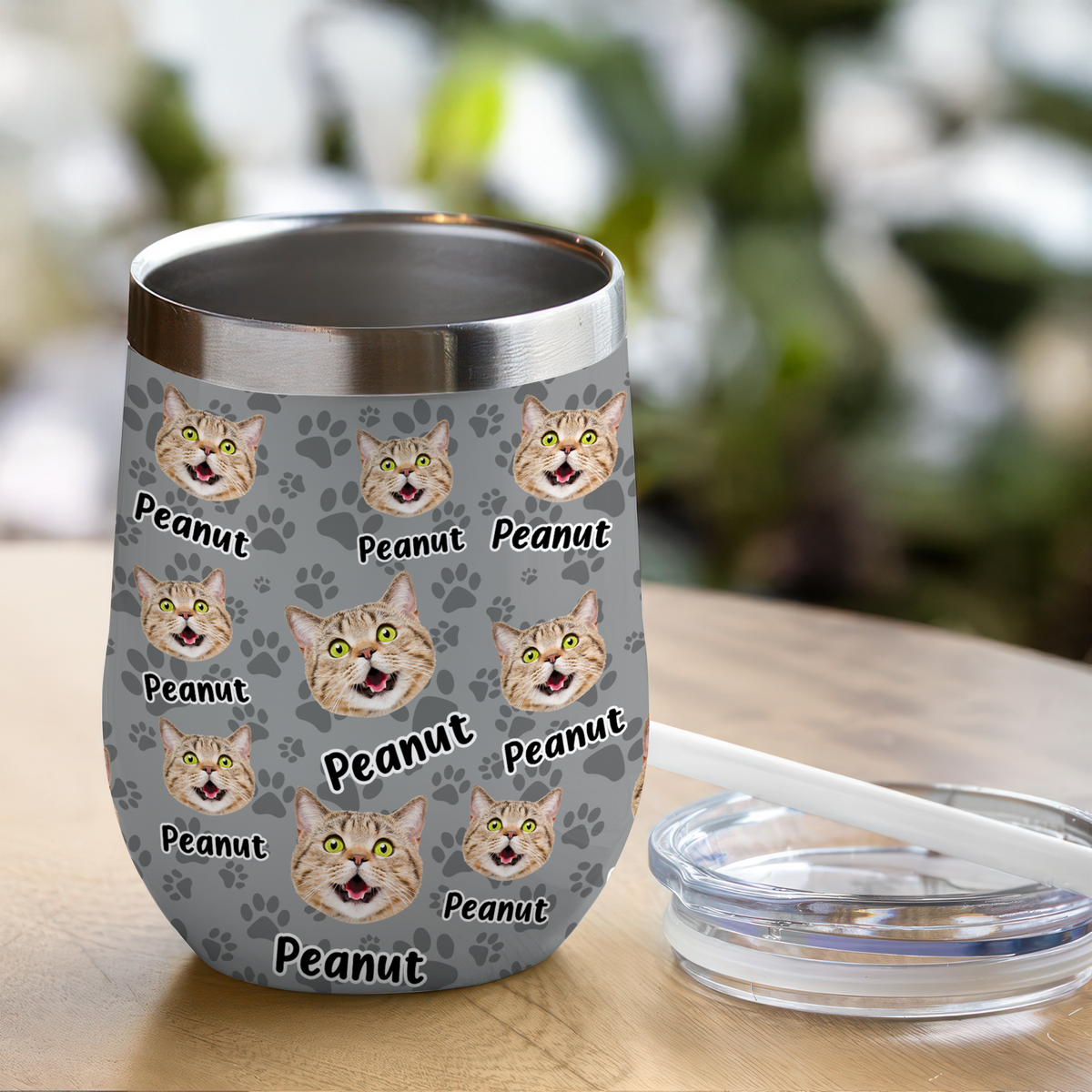 Custom Photo Funny Pet Face Pattern Dog Cat Wine Tumbler HA75 892342