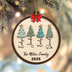 Custom Family Name Christmas Layer Wood Ornament Gift For Family HO82 900720