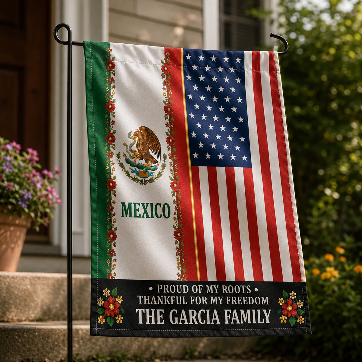 Personalized Mexico USA Family Garden Flag Patriotic Outdoor Decor K228 922104