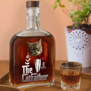 Custom Photo The Catfather Gentlemen Cat Whiskey Bottle Cat Lovers Gift HO82 894050
