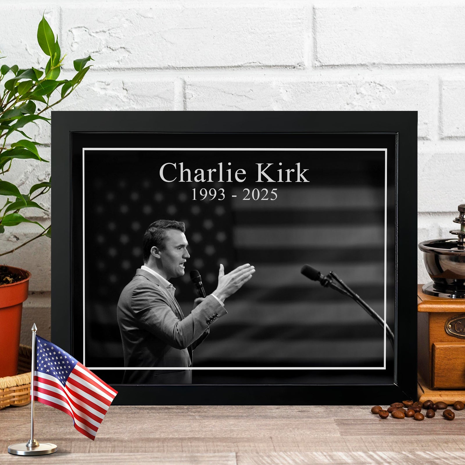 Charlie Kirk Memorial Black and White Style Picture Frame HO82 65806