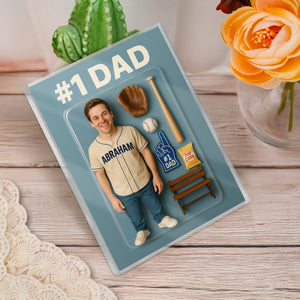 Custom Photo 3D Effect Baseball #1 Dad Acrylic Block Plaque, Unique Keepsake HO82 893908