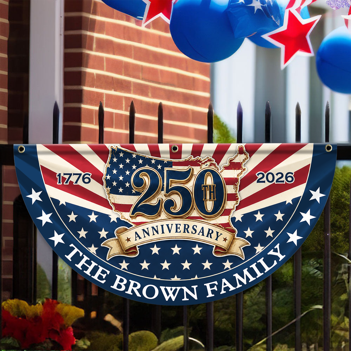 Custom Family Name 250th Anniversary 1776-2026 America Flag CH07 911976