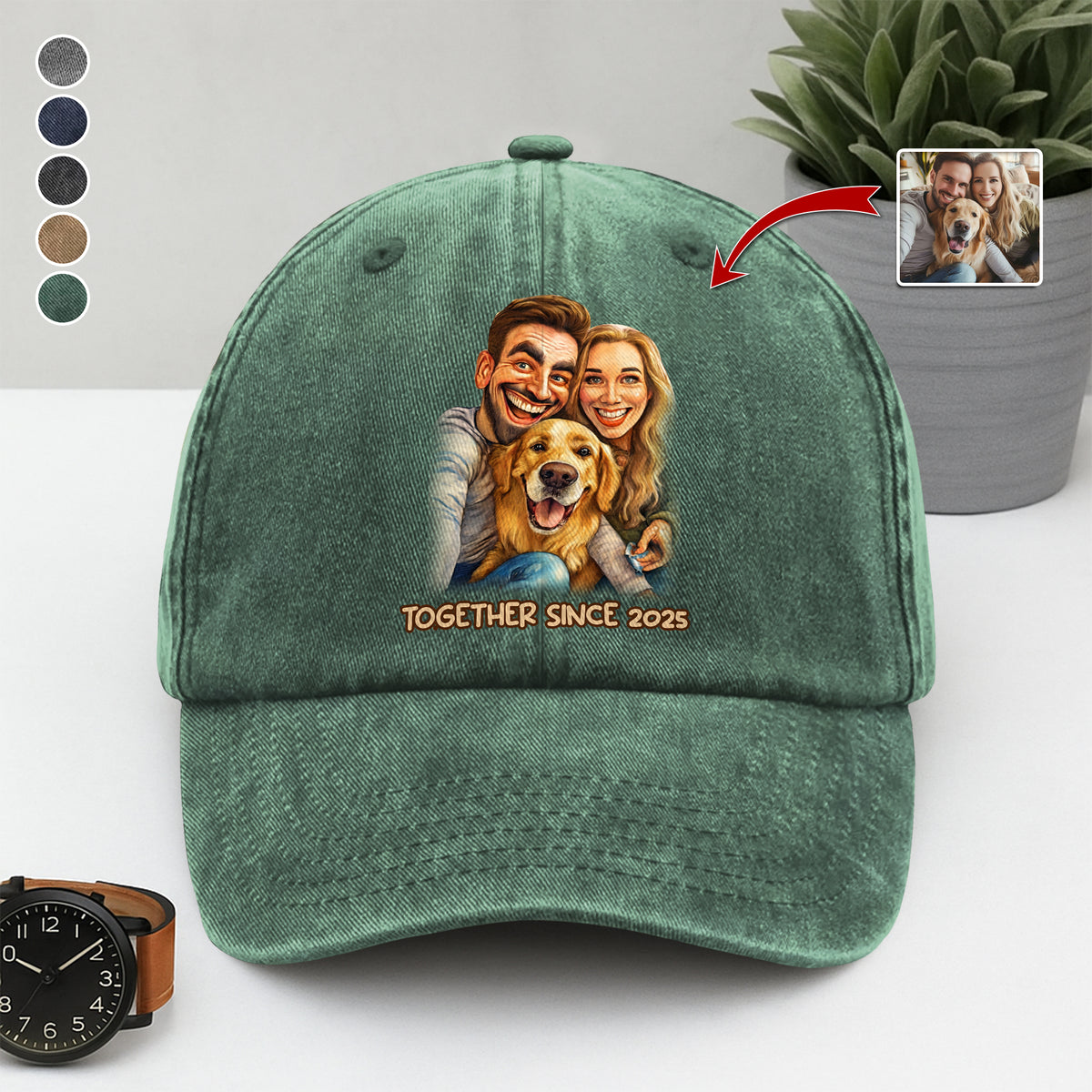 Caricature Your Photo - Custom Vintage Washed Denim Baseball Cap TH10 894505