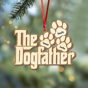 Custom Name Dogfather Christmas 2 Layers Wooden Ornament Gift For Dog Lover TH10 896633