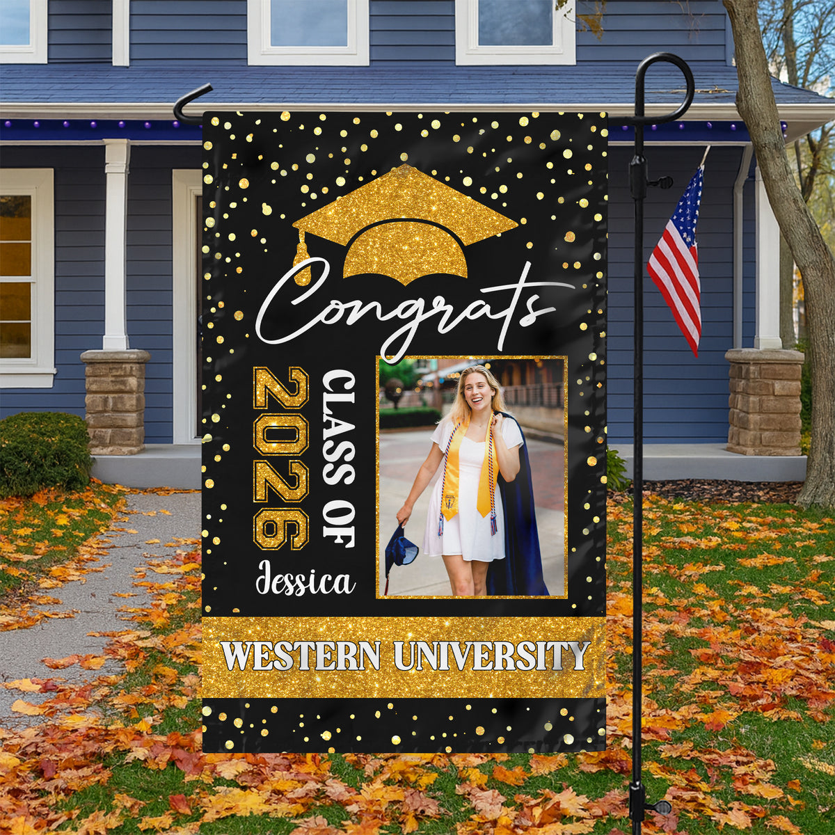 Custom Photo Class of 2026 Congratulations Graduation Garden Flag HO82 901708