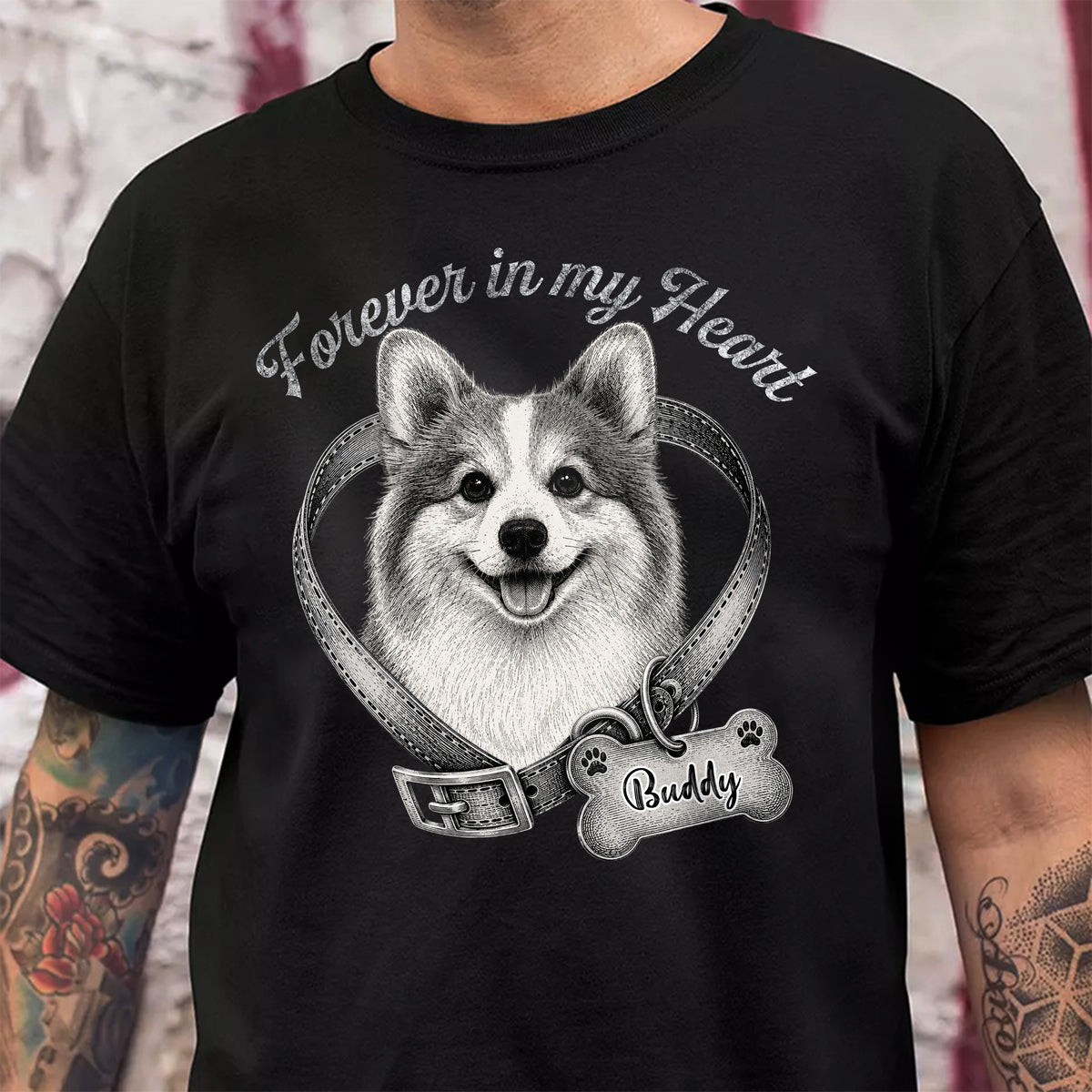 Custom Photo Forever In My Heart Dog Memorial Dark Shirt - Sympathy Gift for Dog Lovers HA75 921894