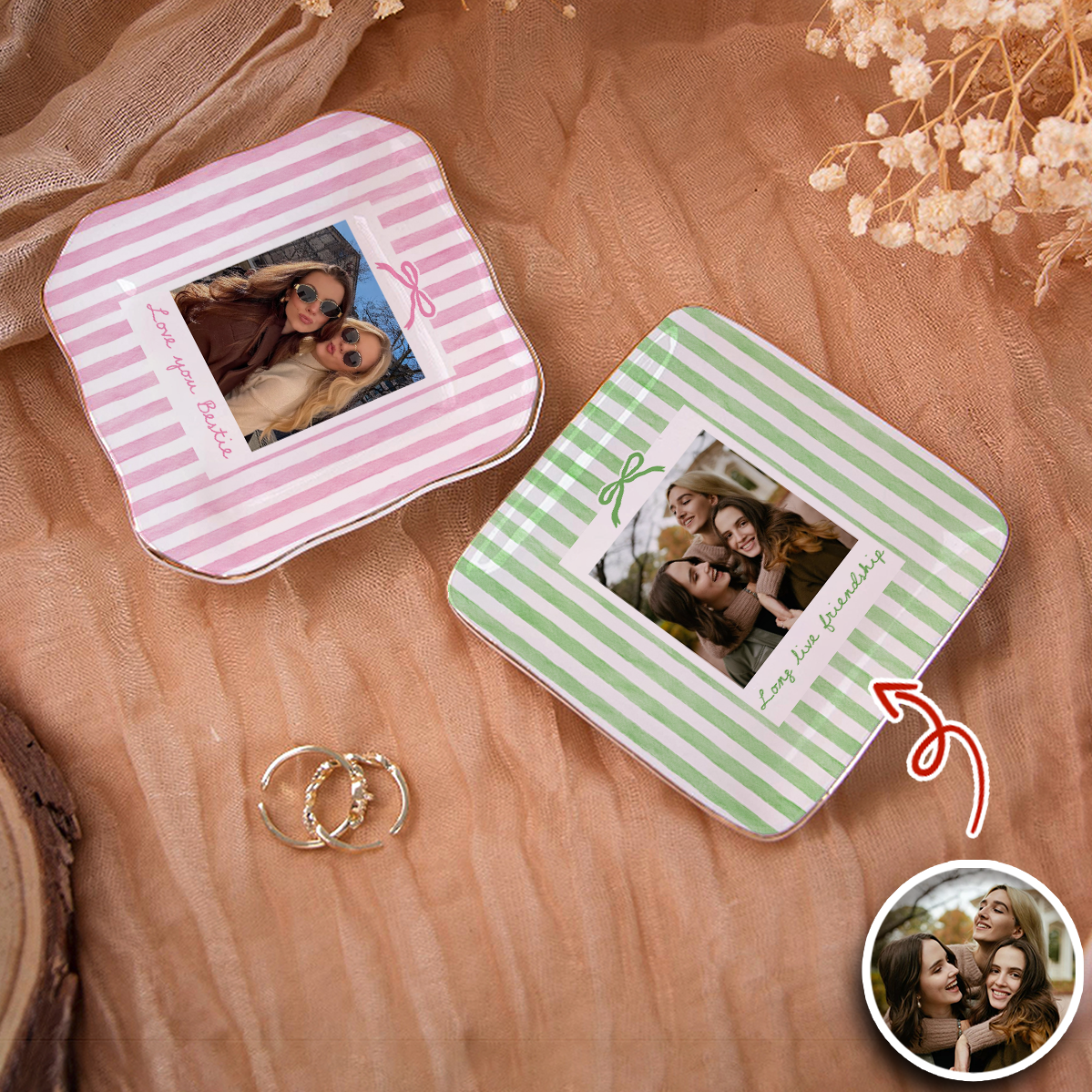 Personalized Bestie Photo Love You Bestie Ring Dish, Birthday Gifts For Bestie TH10 170459