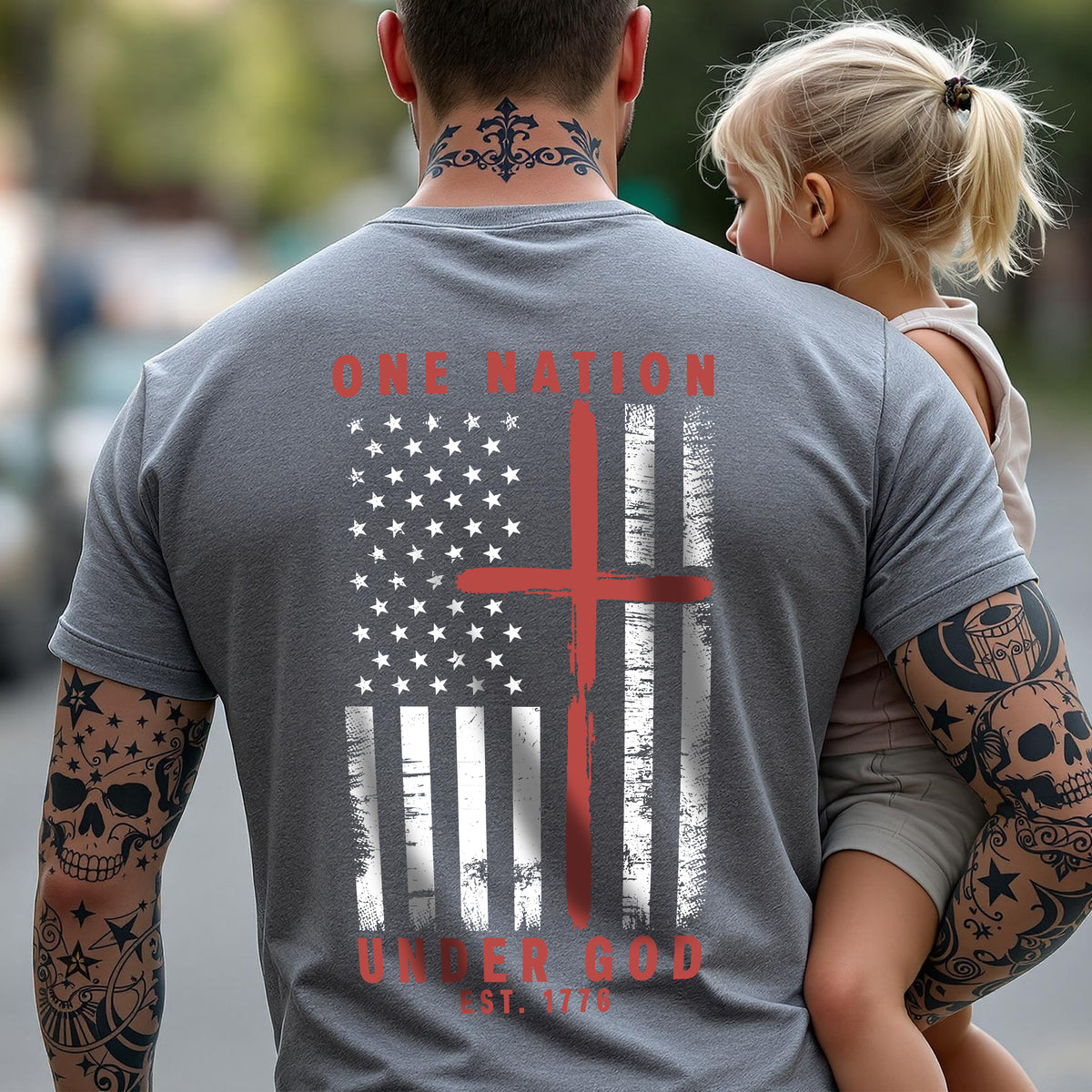 One Nation Under God Est 1776 Backside Shirt LM32 895453