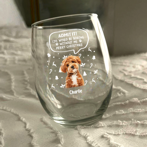 Custom Pet Photo Life Would Be Boring Without Me Wine Glass CH07 896418