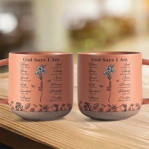 God Says You Are Christian Gift Toile De Jouy Birth Flower Pottery Mug HO82 894638
