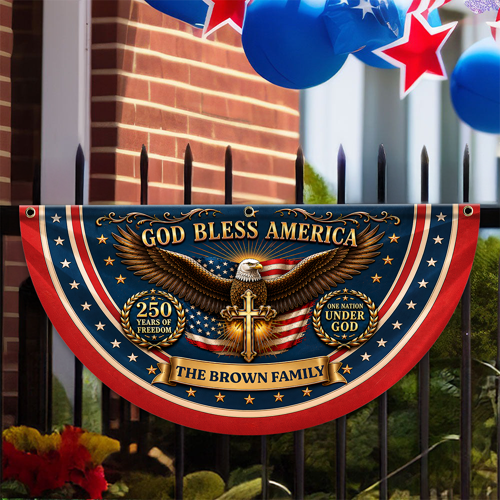 Personalized God Bless America 250 Years Of Freedom Non-Pleated Fan Flag LM32 669289